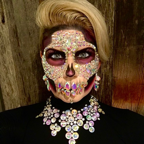 Stud Makeup Sugar Skull On Face and Lips