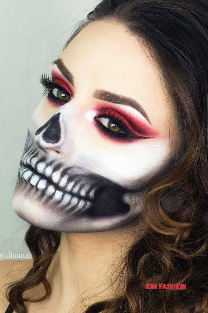 skeleton makeup ideas fun creepy scary death cut crease halloween Skull Halloween Makeup Ideas for a Spooky and Creative Look