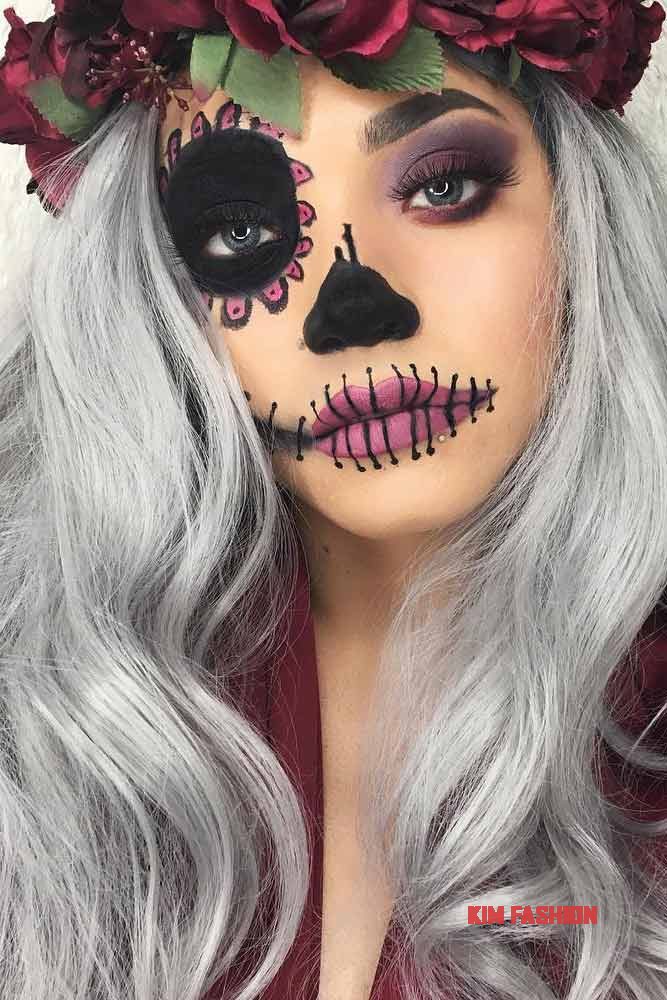 sugar skull Halloween makeup