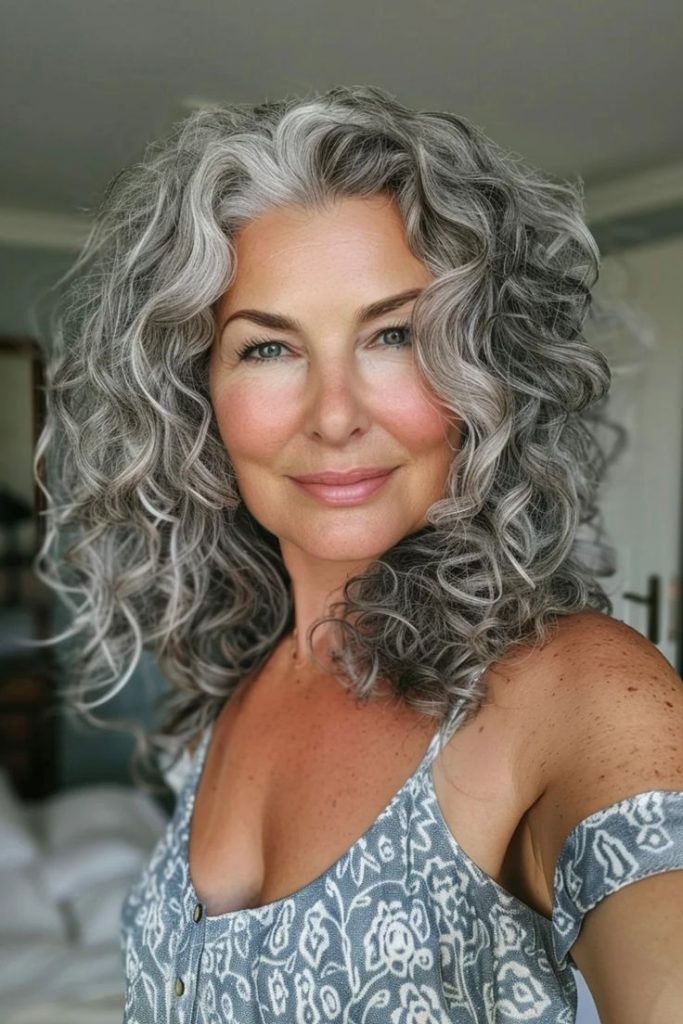 25 Grey Curly Hair Hairstyles to Highlight Your Best Features Aging Gracefully Silverhair Highlights That Looks Amazing