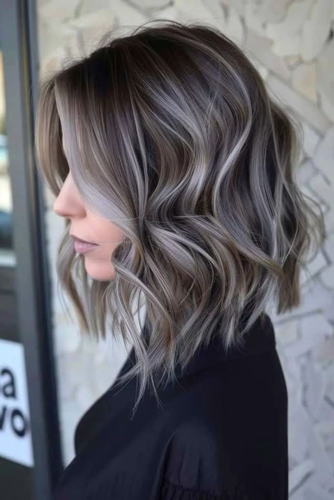 55 Chic Silver Highlights and Gray Blending Ideas for Dark Hair Flos Blog 2 Aging Gracefully Silverhair Highlights That Looks Amazing