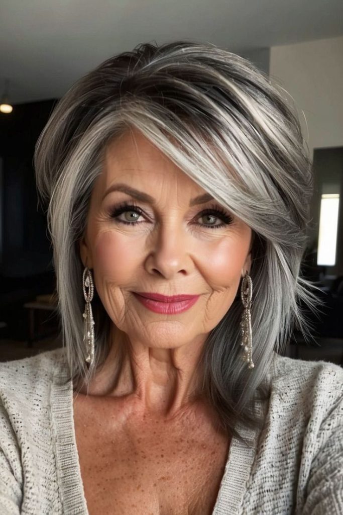 Beautiful Hairstyles and Haircuts for Women Over 50 10 Aging Gracefully Silverhair Highlights That Looks Amazing