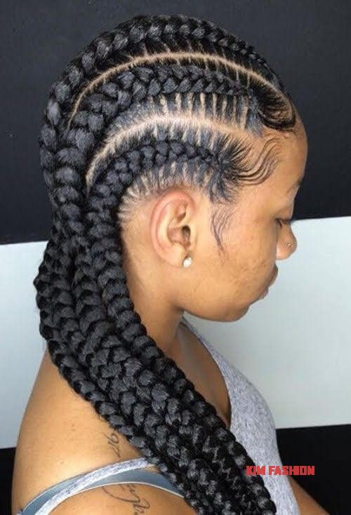 Jumbo Cornrows black girl hairstyle for school
