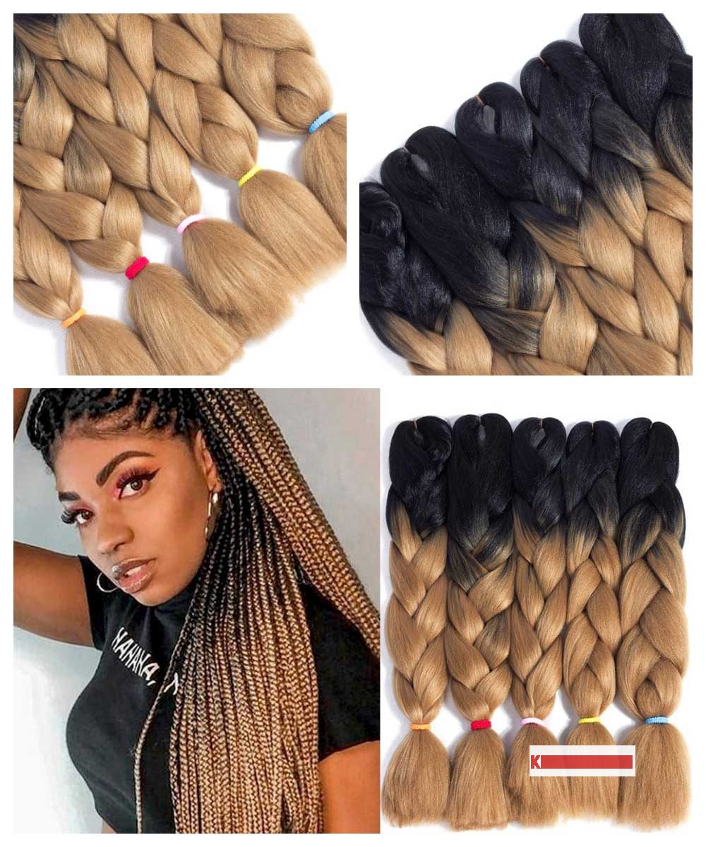 Blonde and black 24 Inch Ombre Jumbo Braid Box Braids Blonde and Black