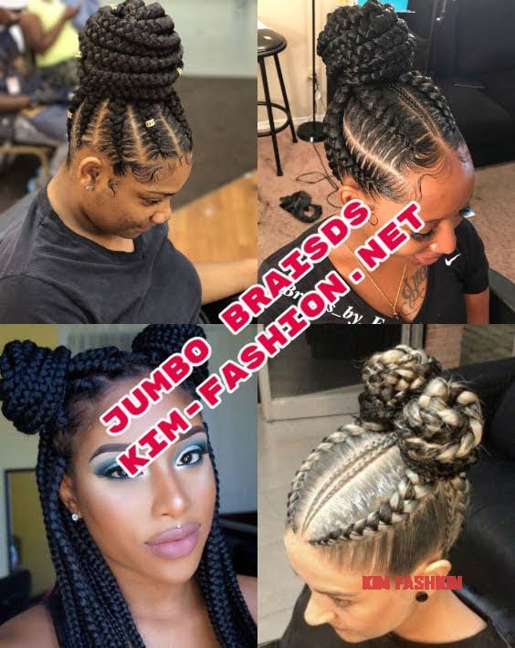 jumbo box braids in a bun Box Braids in a Bun Ideas