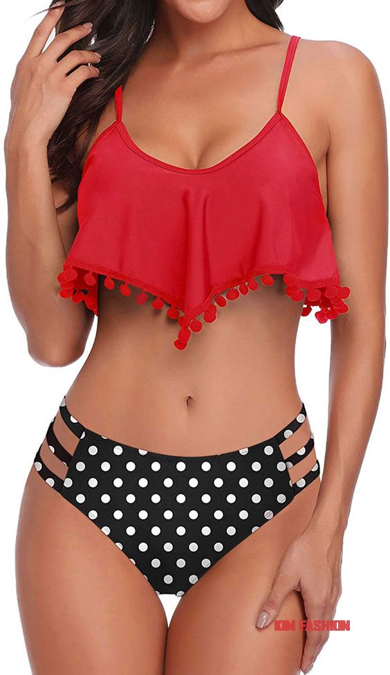 Ruffle Swimsuits Flounce Top Cutout Two Piece Swimsuits Ideas