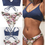 Swimsuit V Neck Floral Print Lace Up Two Piece Two-Piece Swimsuits Ideas