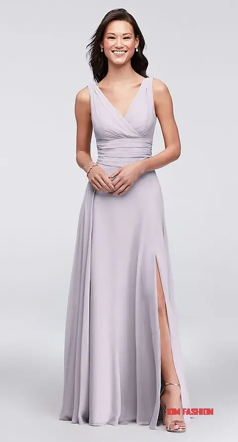 Surplice Tank Long Chiffon Bridesmaid Dress 