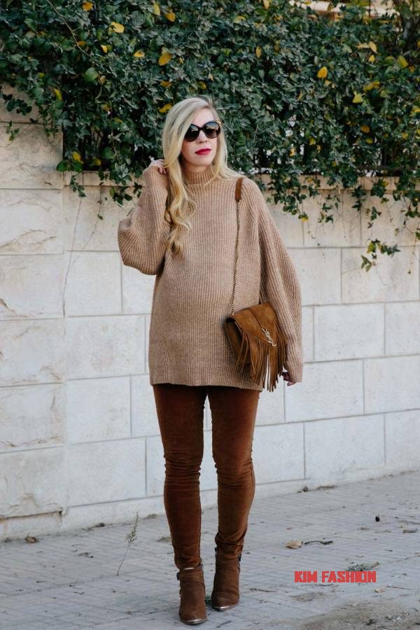 Oversized Sweater with Jeans and Boots Fall Colors