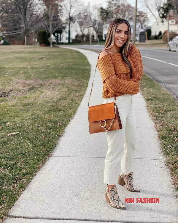 Off-shoulder sweater with Quarter Pants 