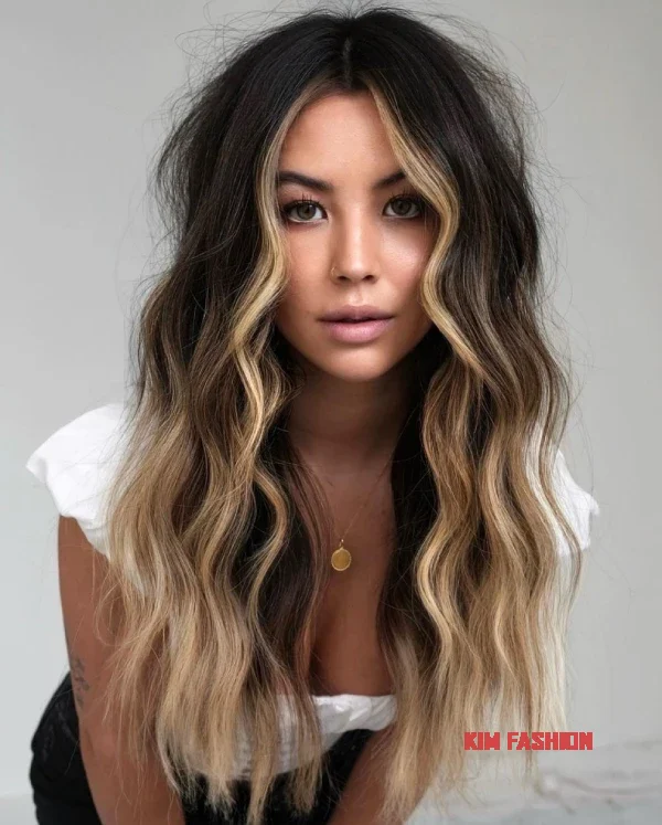 Balayage colored hair highlights