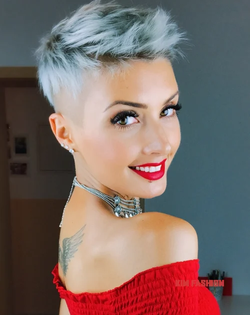 2 short half shaved gray hairstyle 15 Short Elegant Hairstyles That Radiate Sophistication