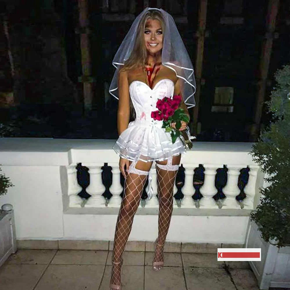 Hot Halloween Costumes for Women White Brides Dress