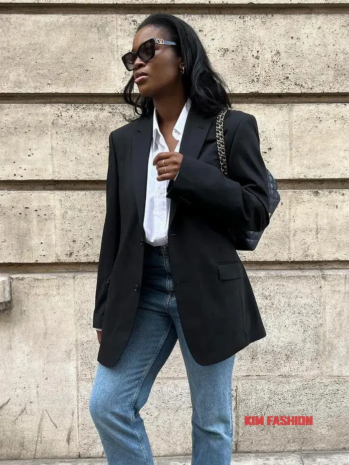 Black Oversized Blazer for Women