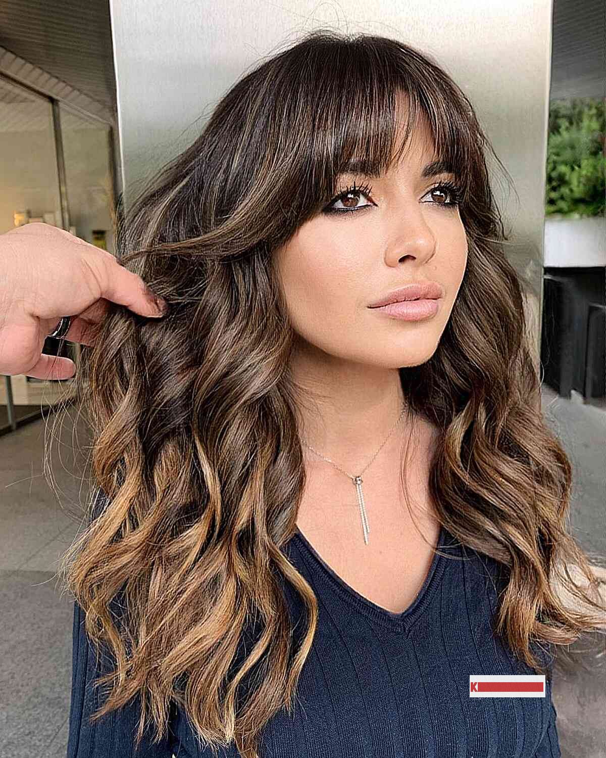 Lob Haircut with Wispy Bangs