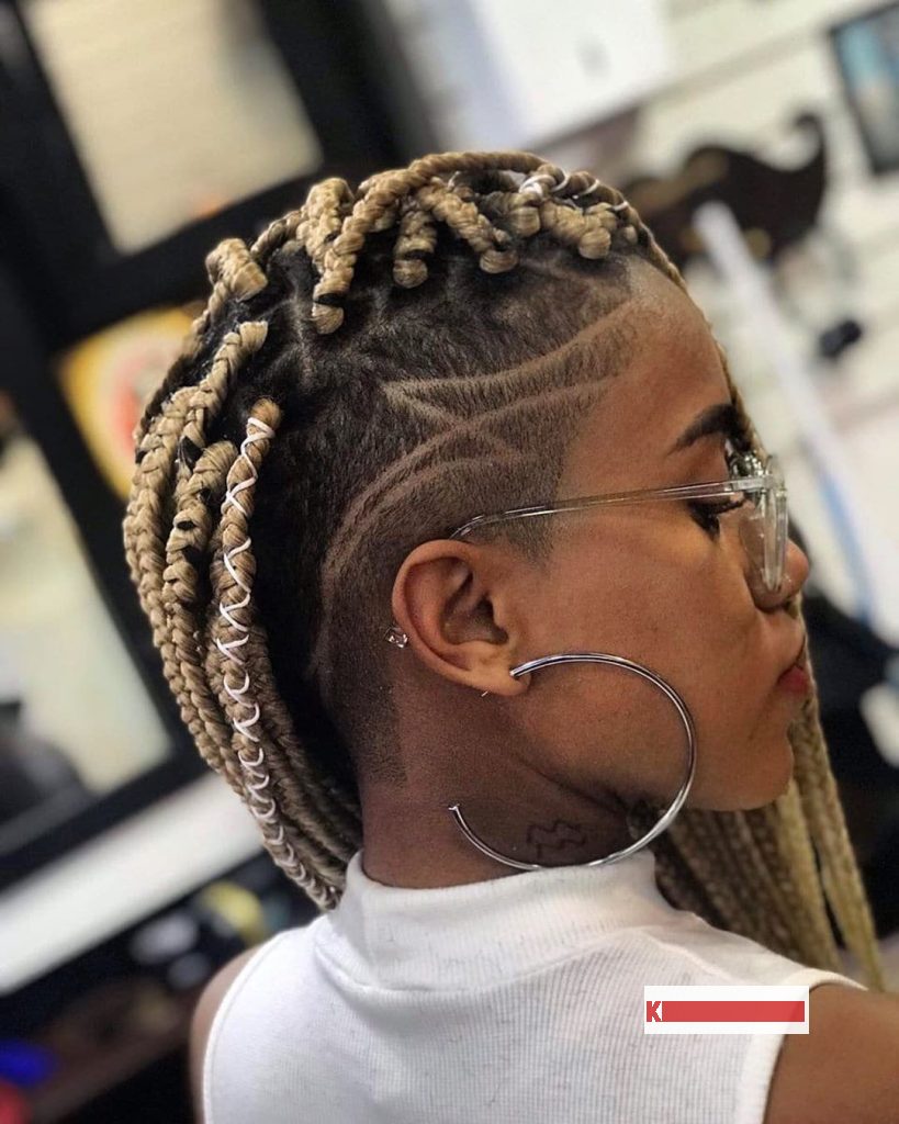 Blonde Braids with Shaved side Haircut for Black Women