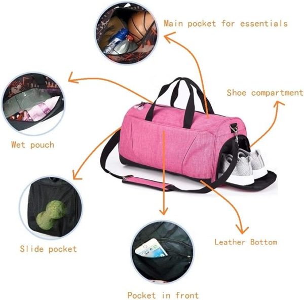 Sports Gym Bag with Wet Pocket Shoes Compartment Unisex 3 Sports Gym Bag with Wet Pocket & Shoes Compartment Unisex