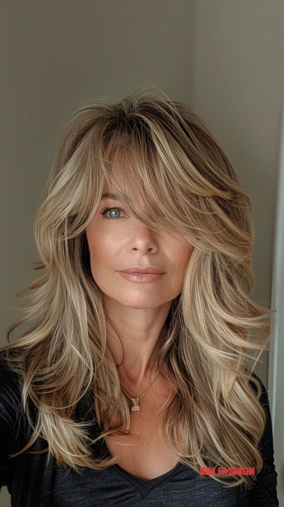 Thin Hair, Big Style: Top Trendy Haircuts - Mature wavy long thin hair, Long hairstyle for thin hair- cute long hairstyle for women over 50 - blonde fall haircolor for thin hair - long hair with bang for thin hair- natural haircolor for thin mature hair