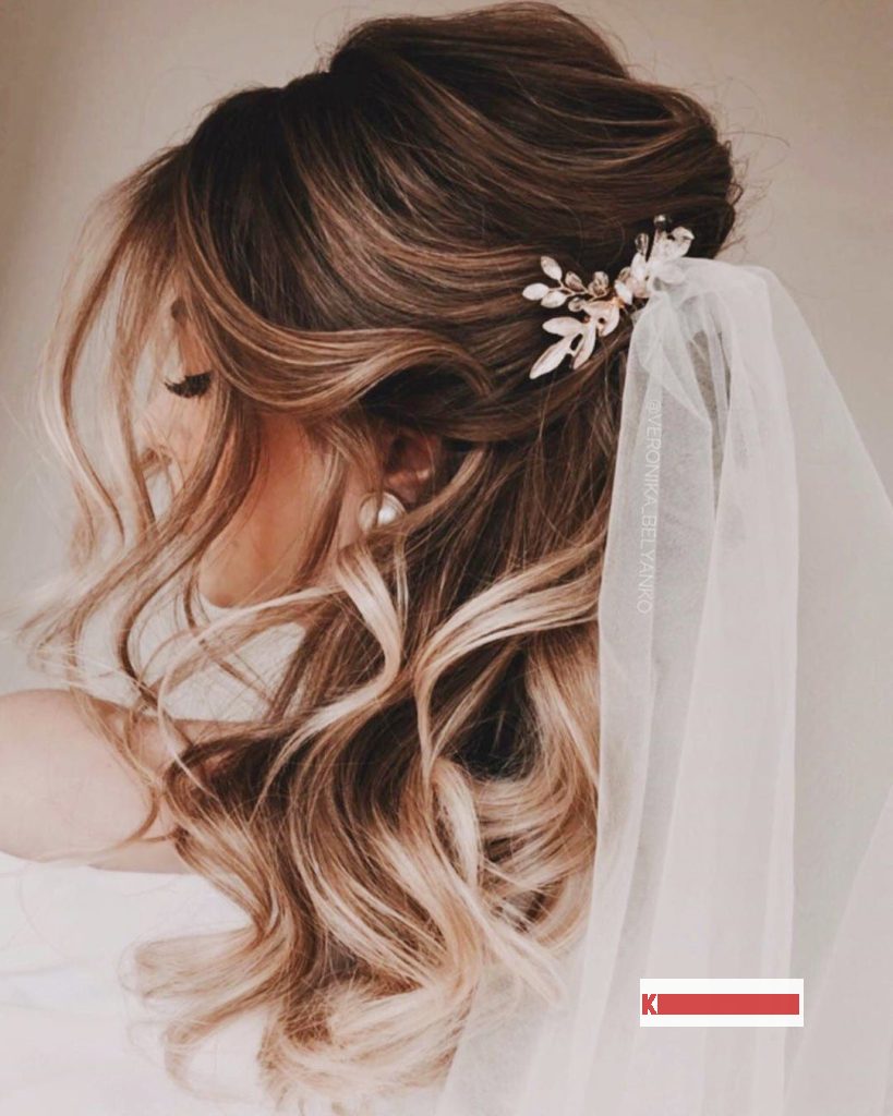 Wave Hair Down With Vail Wedding Look