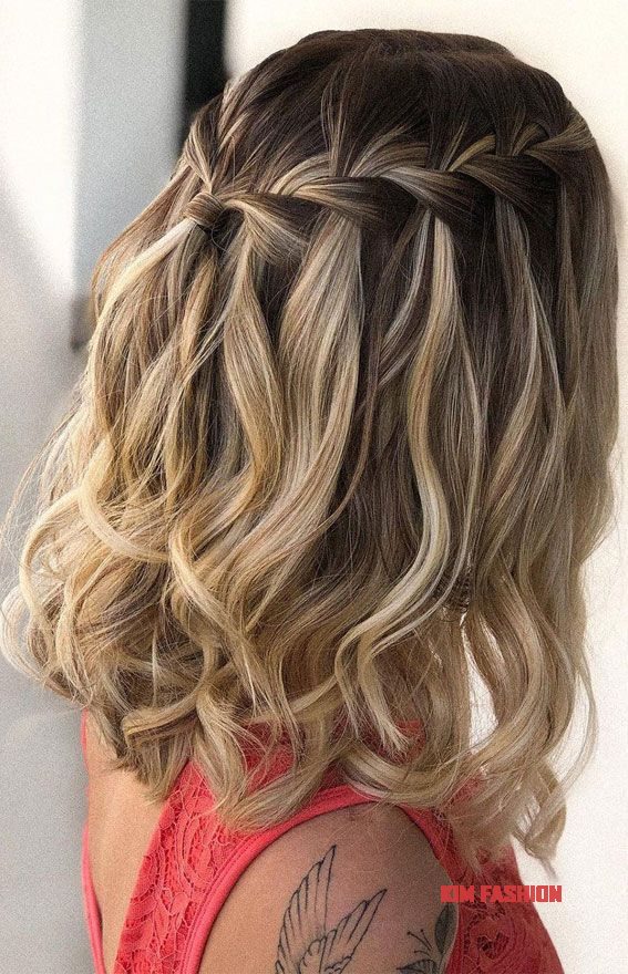 Beach Hairstyles | Pool hairstyle, Waterfall Braid