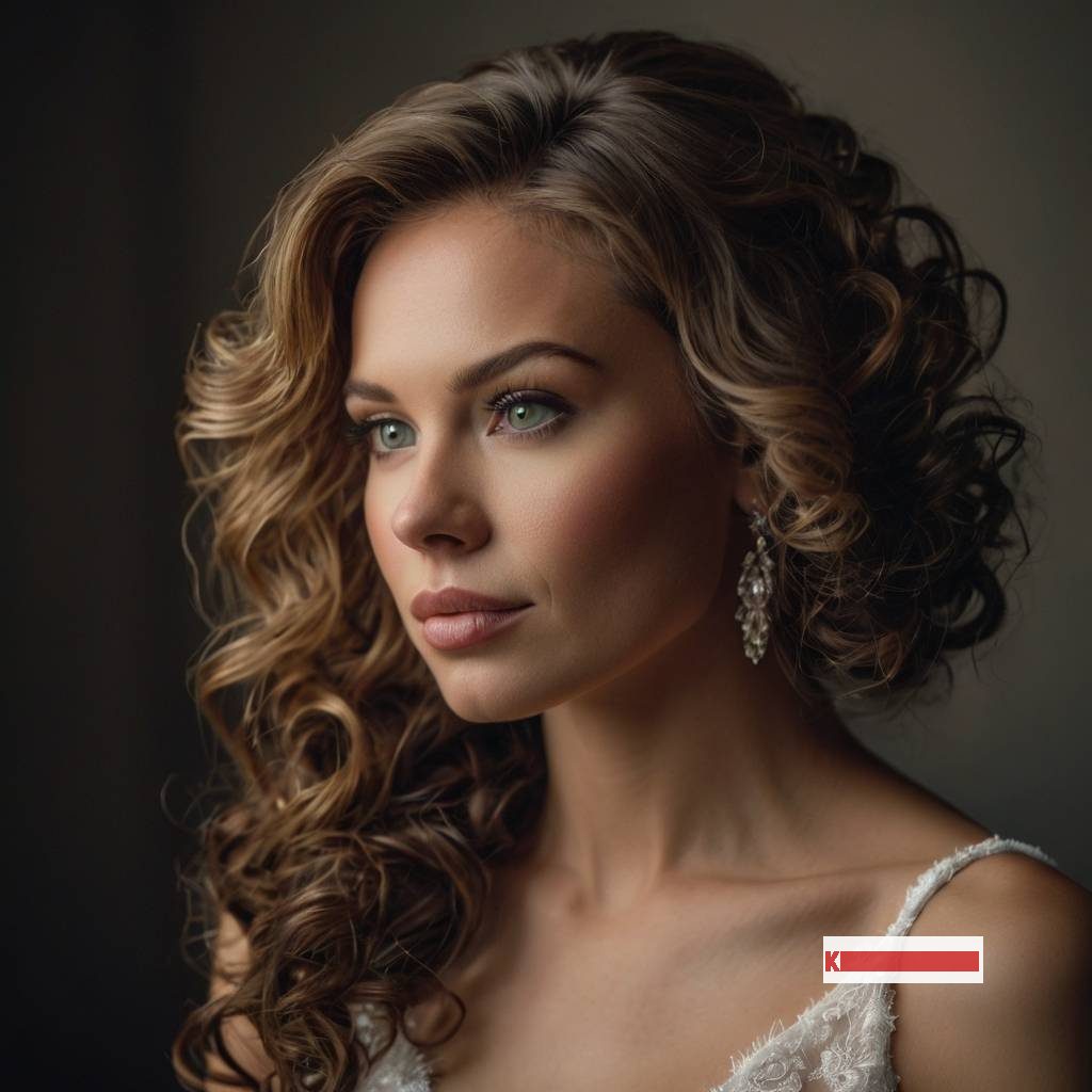 Half Side Hair Down Low Light Bride Style