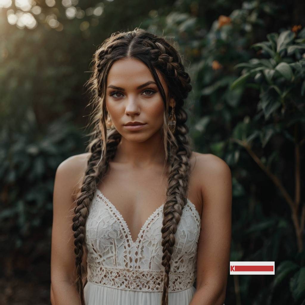 8# Braid Style Hair Down Wedding Look