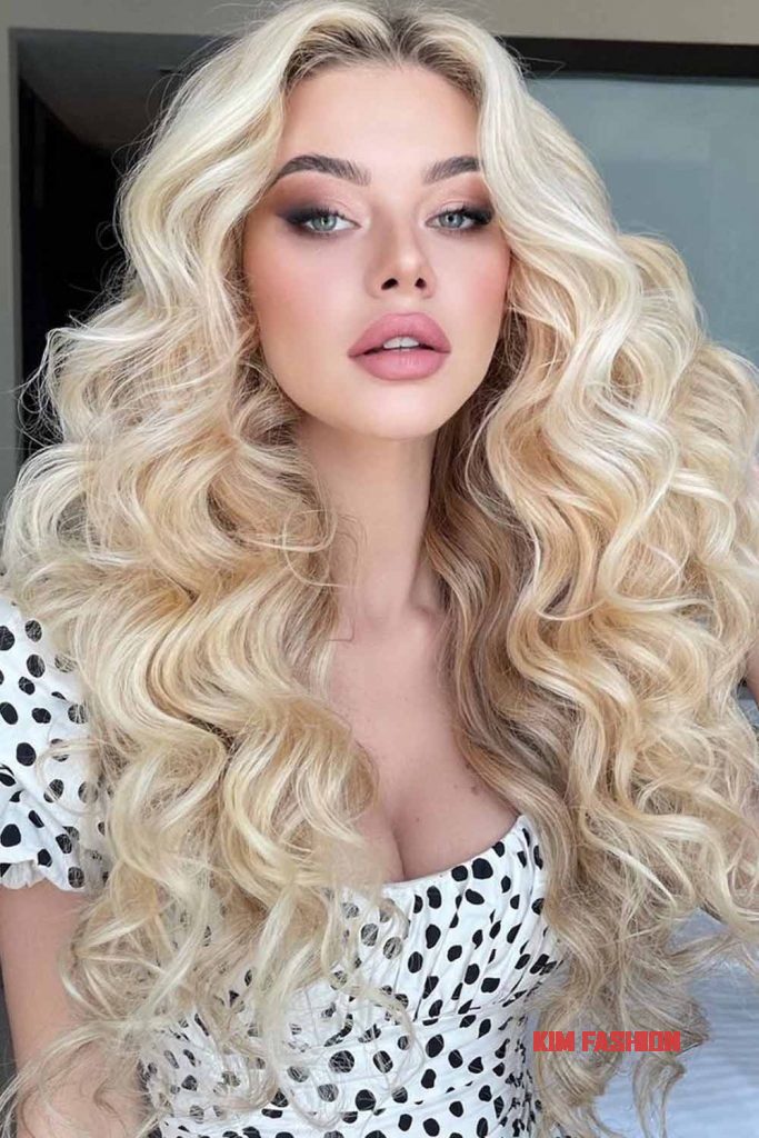 Curly Blonde Bright Cute Long Natural Hair