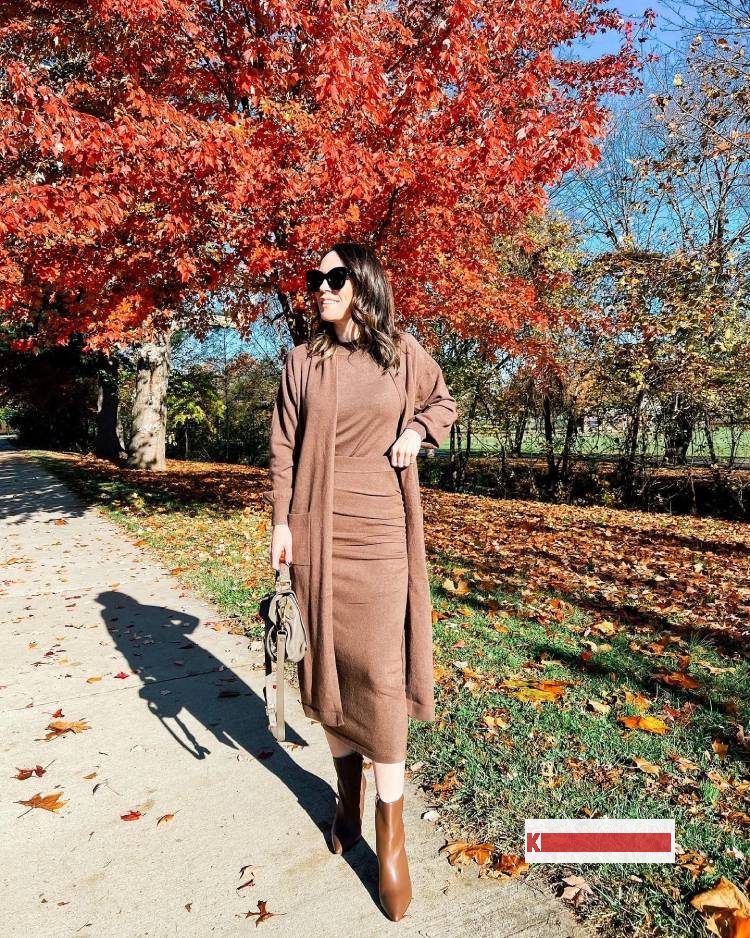 Coat and Long Dress with Boots