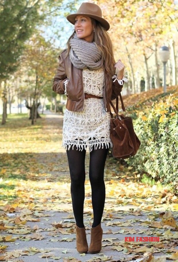 Faur Leather Jacket knitted Scarf, Black Legging and Booties