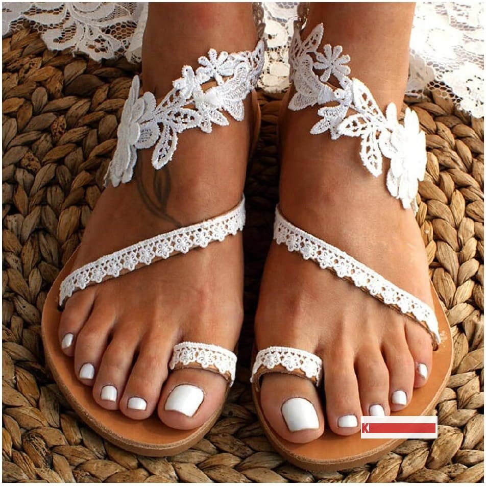 Dressy Summer Boho Flower Lace Pearl Flat Sandals My Pic: Top Summer Beach Sandals