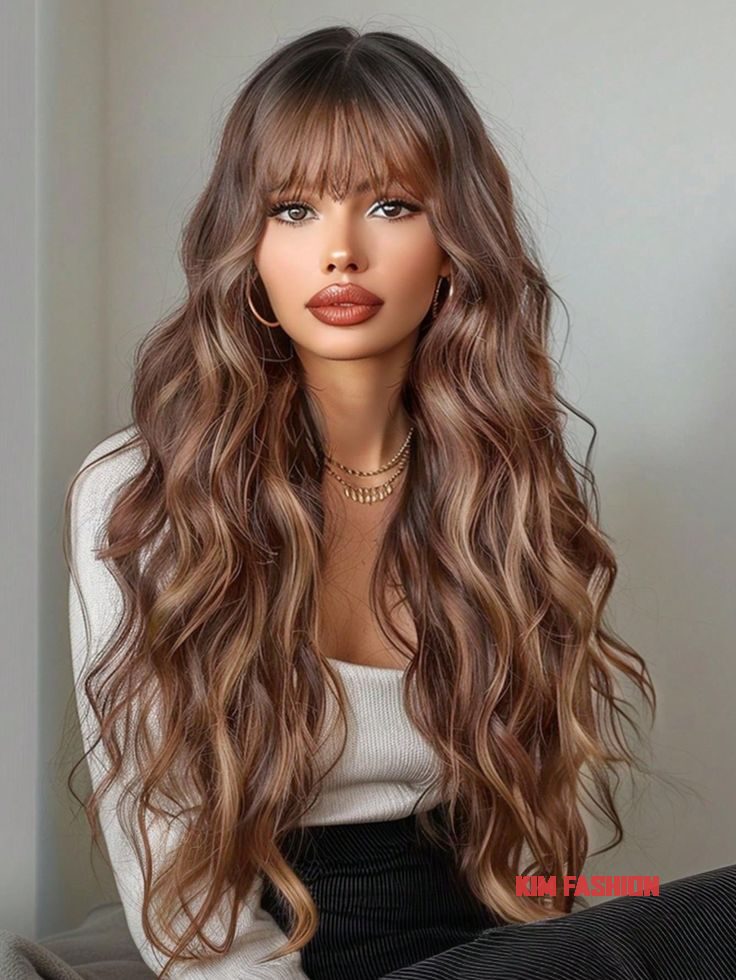 HAIRCUBE 26 And 30 Inch Long Curly Wigs With Bangs Brown Wavy Wigs Loose Super Long Wavy Wig For Women Synthetic Wigs For Girls Daily Party Use Black Heat Resistant Long Curly Wave Wig 1 Long Curly Hair Inspo