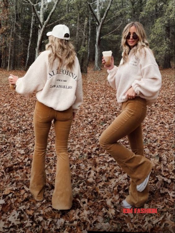 Flare Jeans Fall Color and Oversized Sweater