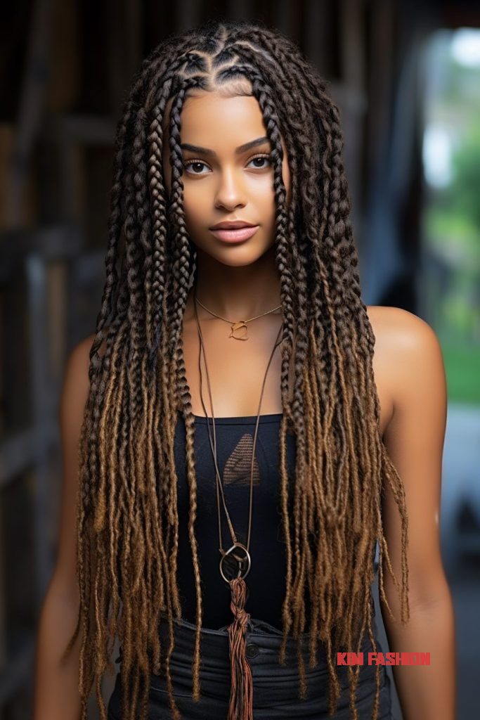 cute Boho braids with with gold are brown tips 