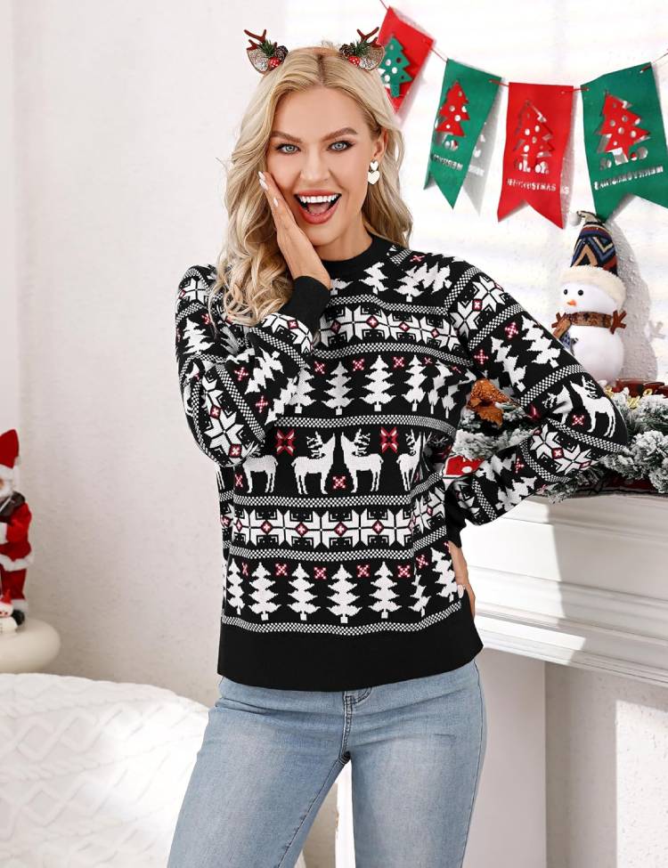 Family Christmas Sweater Reindeer Snowflake Pattern 15 Christmas Sweaters to Try