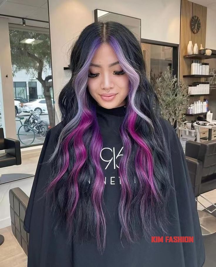 SISIFIRE Purple Highlight Wavy Wig Synthetic Small Lace Front Wig Heat Resistant Fiber Black Light Purple Wig for Cosplay Daily Party Use 24 Inch 40 Fall Hair Colors: Embrace the Season with a Fresh Look