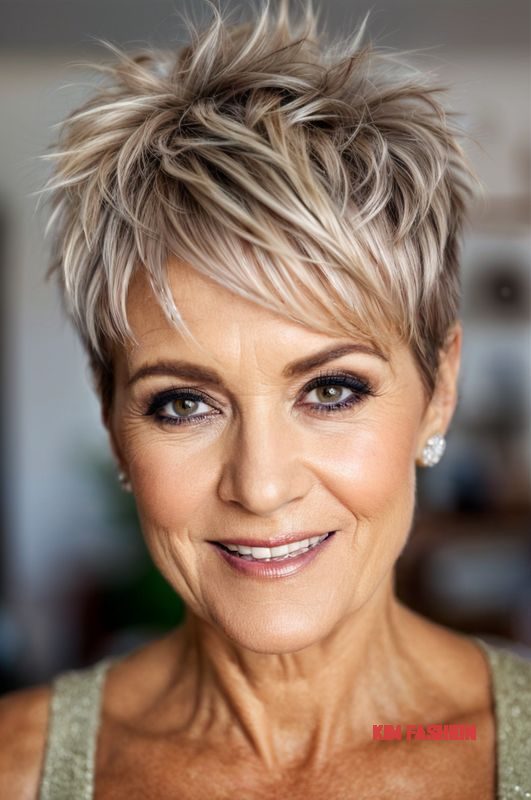 Edgy Spiky Pixie Cut for Mature Women