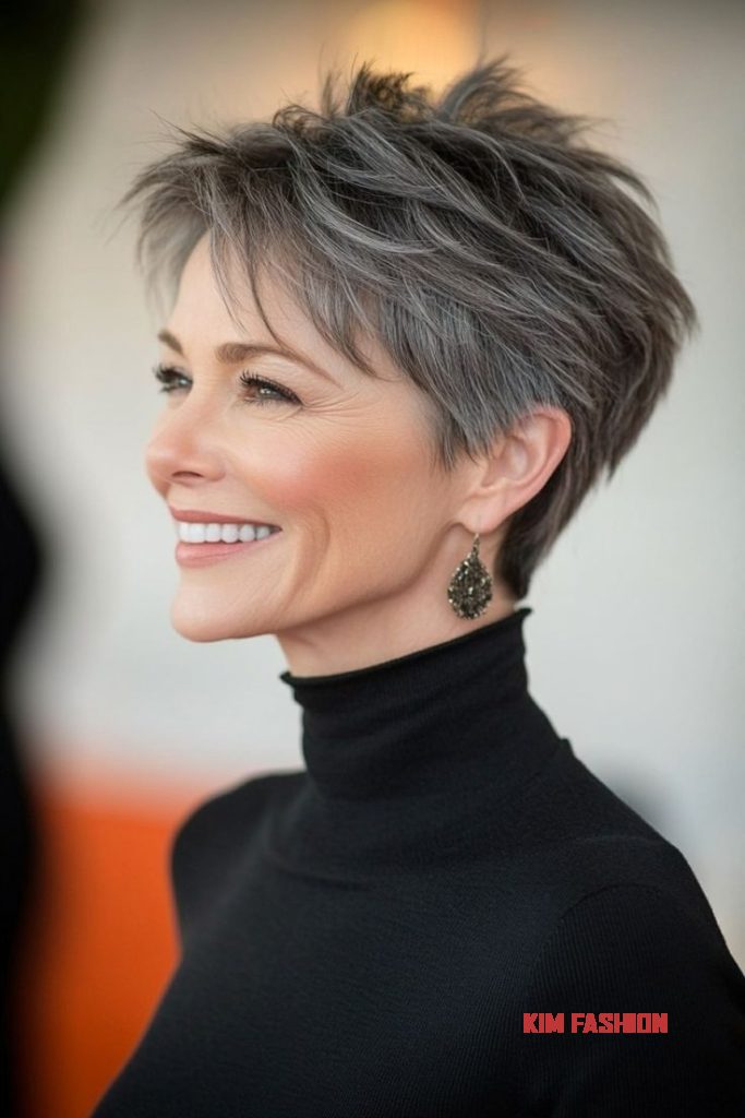 Pixie with Side Part for Older Women