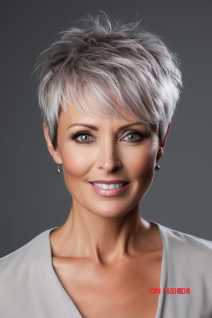 Gray Pixie Cut for Mature Women